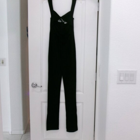 New 4th + Reckless Cutout Tummy Slit Leg Black Jumpsuit Catsuit S XS NWOT - Picture 5 of 15